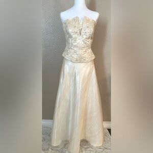 Lace up Corset Ivory Two Piece Gown Gala, Wedding, Quinceañera, Prom or Evening